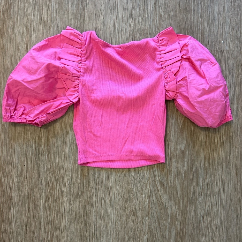 Zara Bright Pink Puff Sleeve Blouse - Picture 2 of 3